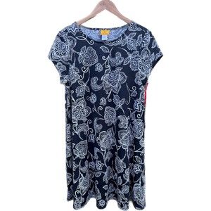 Ruby Rd Black and White Short Sleeve Dress, Size L, NWT!